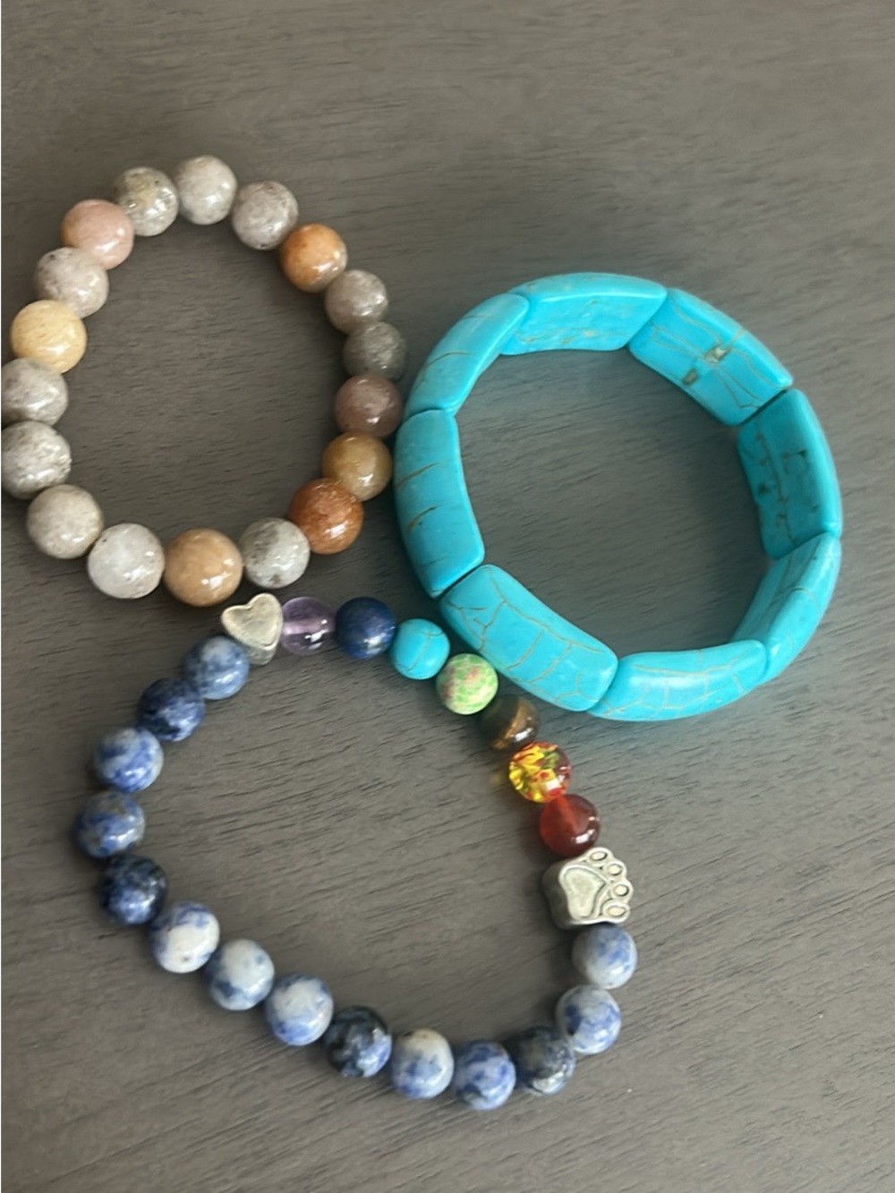 Turquoise Stretch Beaded Bracelet - Blue Gemstone Statement